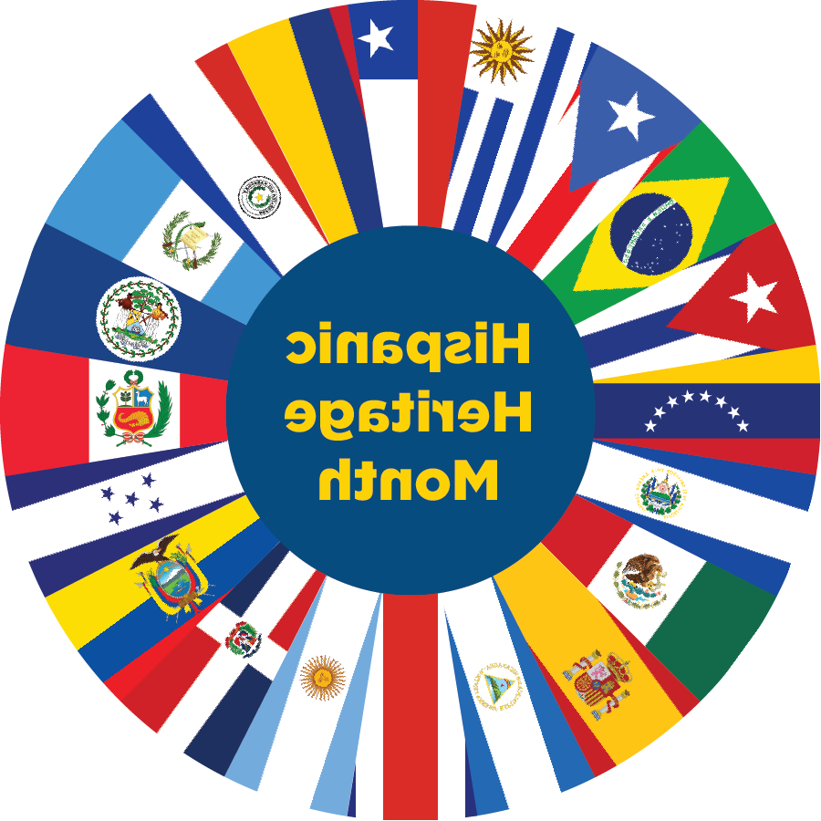 Image of a circle with the flags of different countries. The words "西班牙传统月" are in the middle of the circle.